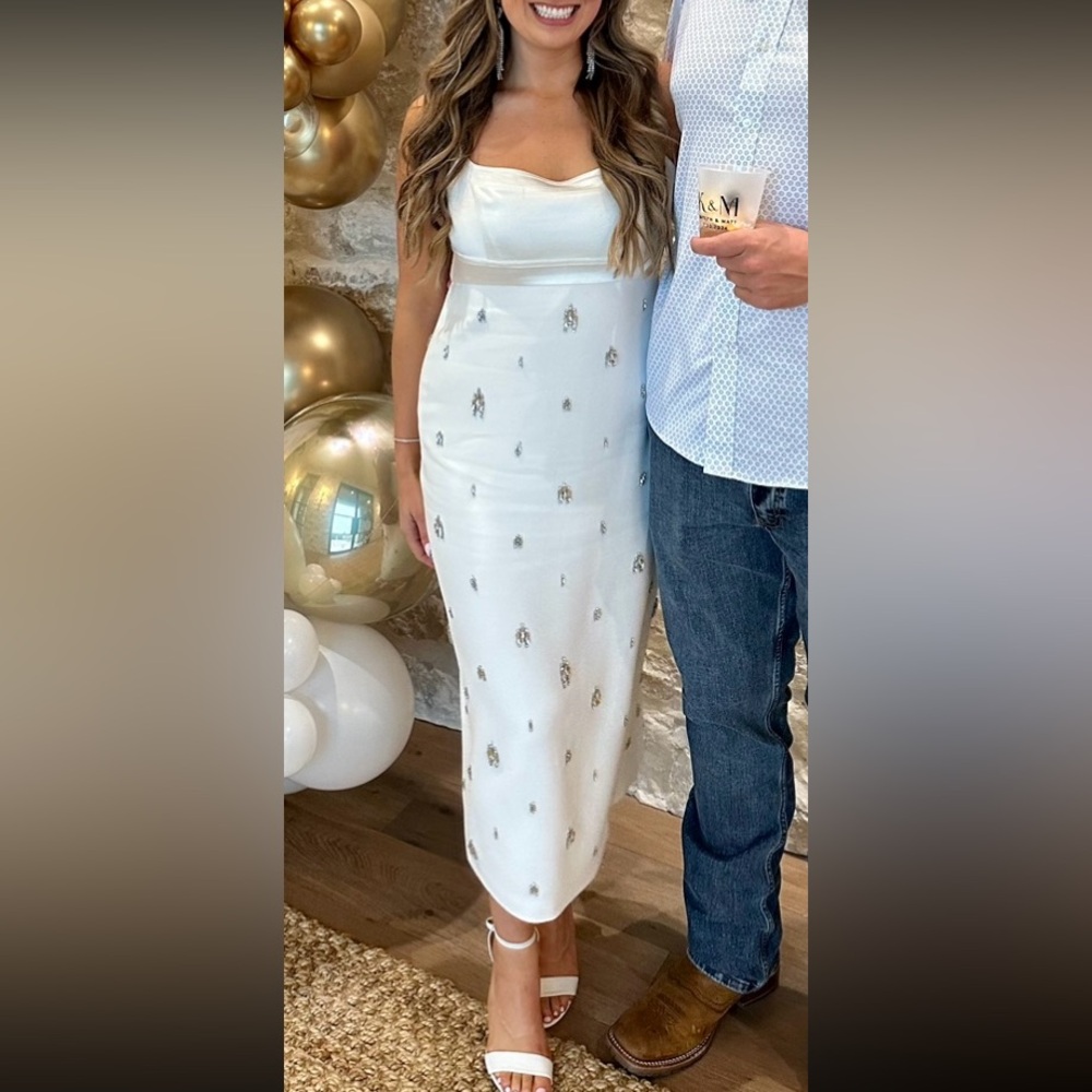 White Embellished A.L.C. Alana Midi dress size 12